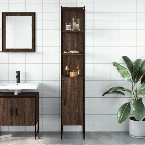 vidaXL Armario de ba&ntilde;o madera ingenier&iacute;a marr&oacute;n roble 33x33x185,5 cm