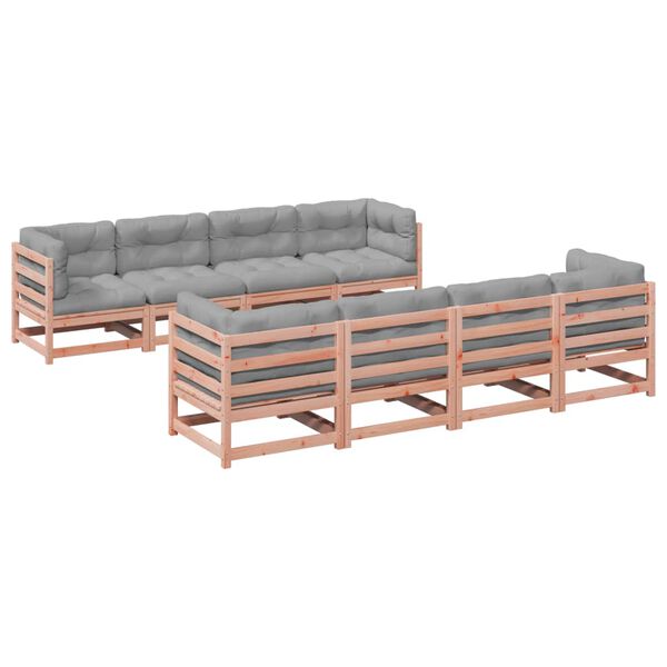 vidaXL Set de sof&aacute;s jard&iacute;n 9 pzas con cojines madera de abeto Douglas