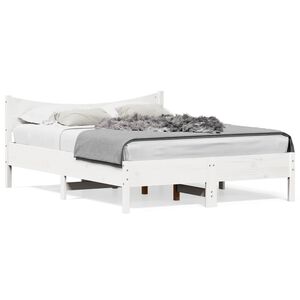 vidaXL Estructura de cama sin colch&oacute;n madera de pino blanca 140x200 cm