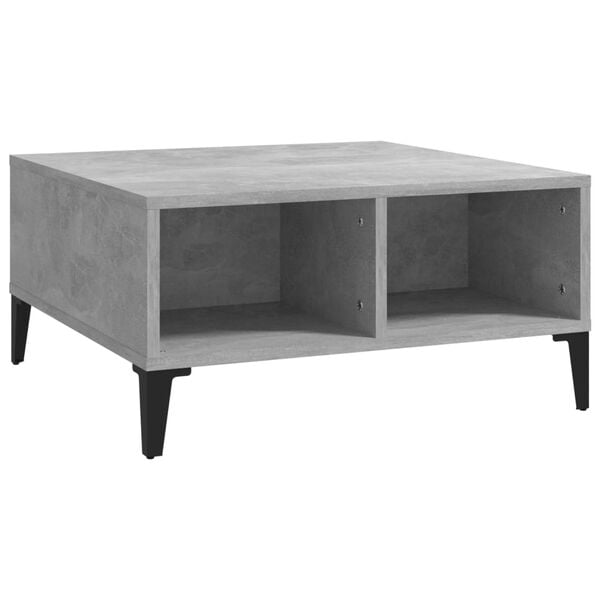 vidaXL Mesa de centro madera contrachapada gris hormigón 60x60x30 cm