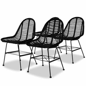 vidaXL Sillas de comedor 4 unidades de rat&aacute;n natural negro