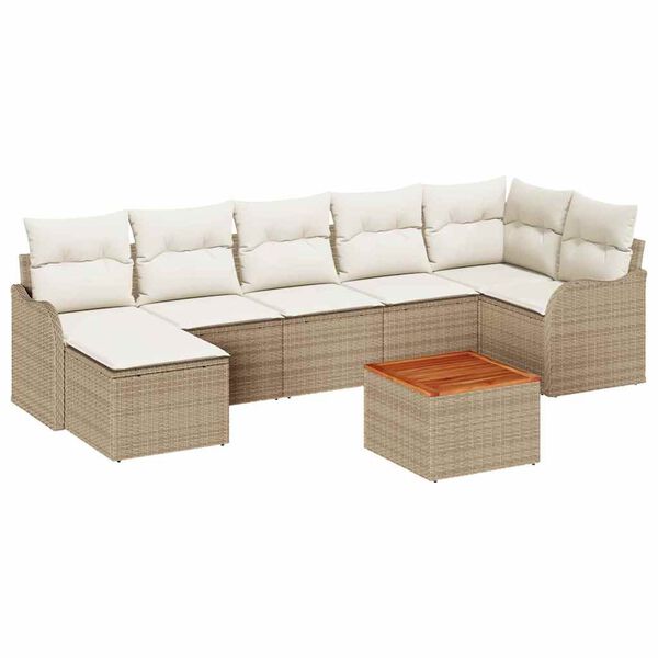 vidaXL Conjunto de sofá de jardín 8 pcs Beige Poliratán
