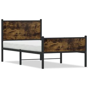 vidaXL Estructura de cama sin colch&oacute;n metal roble ahumado 90x200 cm