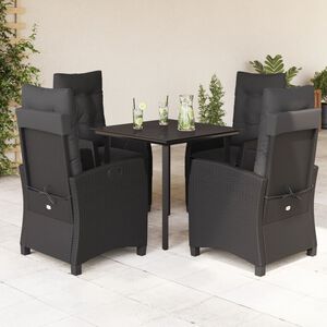 vidaXL Set de muebles jard&iacute;n 5 pzas con cojines rat&aacute;n sint&eacute;tico negro