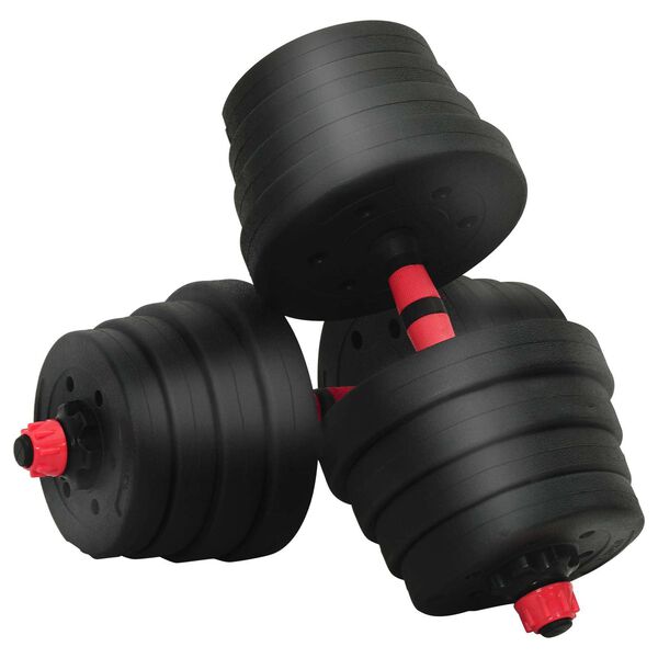 vidaXL Set de Mancuernas y Barra de 2 en 1 30kg Negro y rojo
