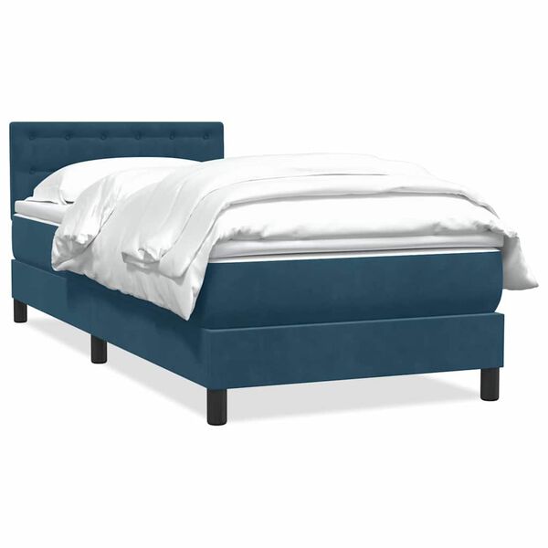vidaXL Cama box spring con colch&oacute;n terciopelo azul oscuro 80x220 cm