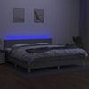 vidaXL Cama box spring con colch&oacute;n tela y LED gris claro 200x200 cm