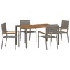 vidaXL Conjunto de Comedor de Jard&iacute;n 5 uds. Gris rat&aacute;n sint&eacute;tico