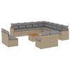 vidaXL Set sof&aacute;s jard&iacute;n 14 pzas y cojines rat&aacute;n sint&eacute;tico beige mezcla