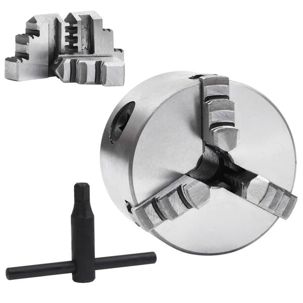 vidaXL Mandril de torno autocentrante de 3 mordazas 80 mm acero