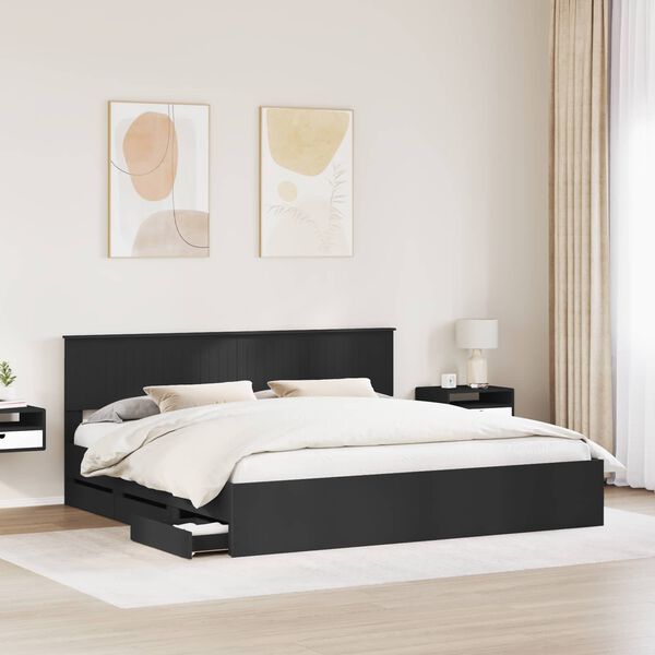 vidaXL Estructura de cama Negro 200 x 200 cm Madera Ingenieril
