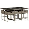 vidaXL Set comedor jard&iacute;n 7 pzas y cojines rat&aacute;n sint&eacute;tico gris