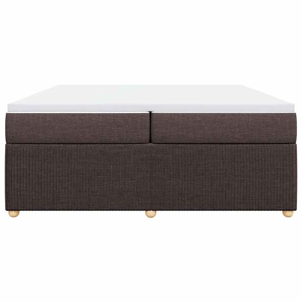 vidaXL Cama box spring con colch&oacute;n tela marr&oacute;n oscuro 200x200 cm