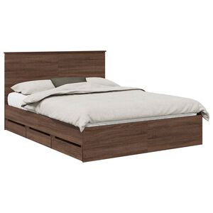 vidaXL Estructura de cama Roble Marr&oacute;n 150 x 200 cm Madera Ingenieril