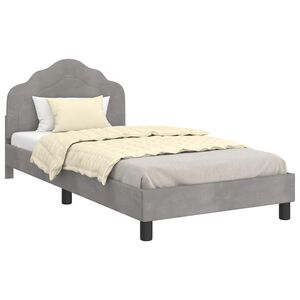 vidaXL Cama para niños con cabecero Gris Claro 90 x 200 cm Terciopelo