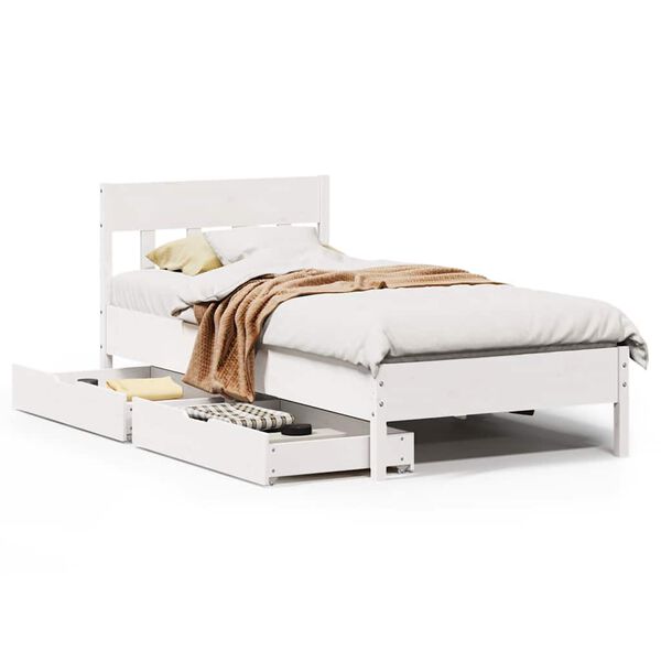 vidaXL Estructura de cama sin colchón madera de pino blanca 90x200 cm