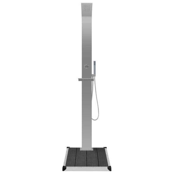 vidaXL Ducha de jard&iacute;n con plato acero inoxidable y WPC