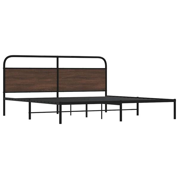 vidaXL Estructura de cama sin colch&oacute;n metal roble marr&oacute;n 200x200 cm