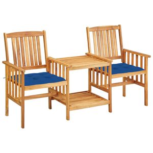 vidaXL Sillas y mesita de jard&iacute;n con cojines madera maciza acacia