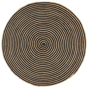 vidaXL Alfombra de yute tejida a mano dise&ntilde;o espiral negro 90 cm