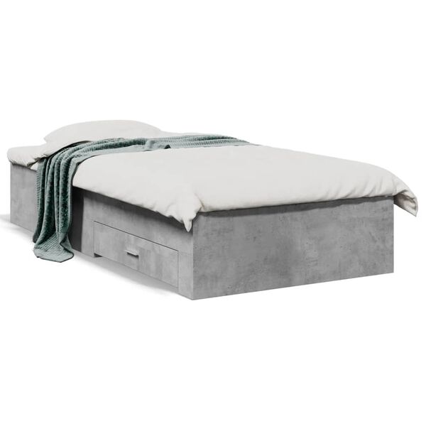 vidaXL Cama con cajones madera de ingenier&iacute;a gris hormig&oacute;n 75x190 cm