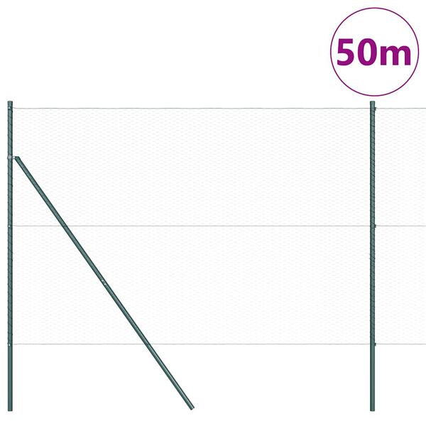 vidaXL Poste de Valla Verde 50 x 1,5 m (malla de 25 mm) Acero y PVC