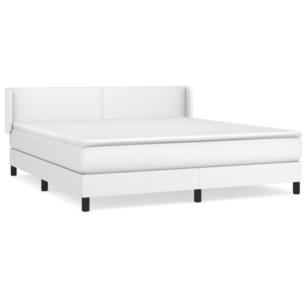vidaXL Cama box spring con colch&oacute;n cuero sint&eacute;tico blanco 180x200 cm
