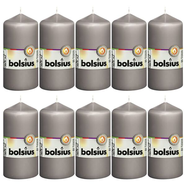 Bolsius Velas 10 unidades gris c&aacute;lido 120x58 mm
