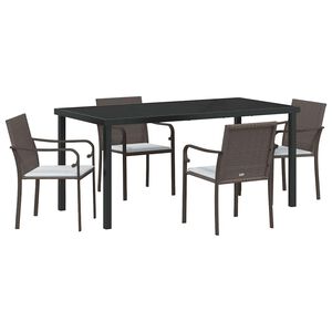 vidaXL Conjunto de Comedor de Jard&iacute;n 5 pcs Marr&oacute;n y Negro