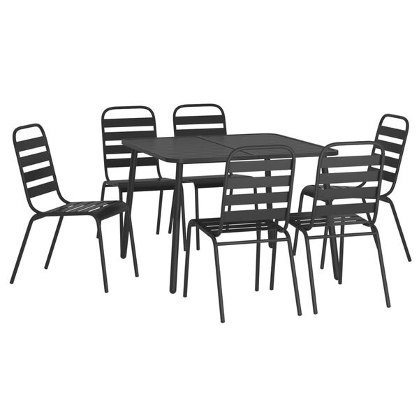 vidaXL Juego de comedor de jard&iacute;n 7 piezas acero gris antracita