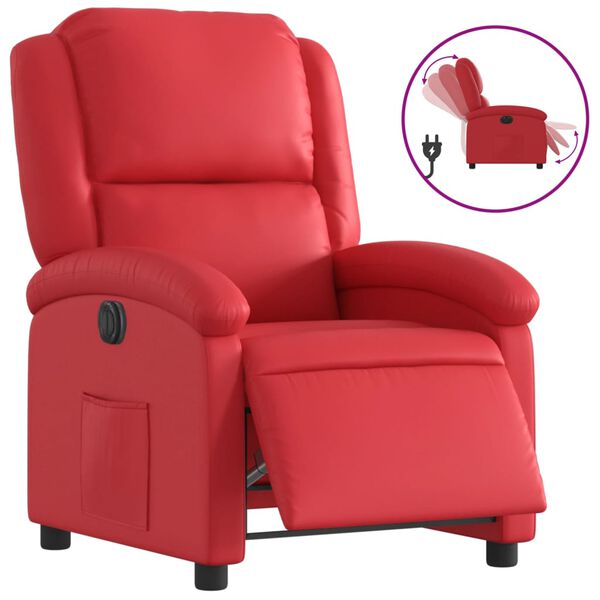 vidaXL Sill&oacute;n reclinable el&eacute;ctrico de cuero sint&eacute;tico rojo