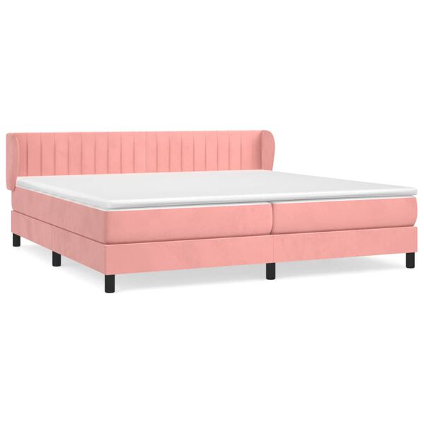 vidaXL Cama box spring con colch&oacute;n terciopelo rosa 200x200 cm