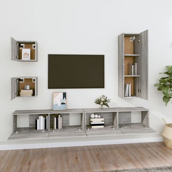 vidaXL Set de muebles para TV 5 pzas madera contrachapada gris Sonoma