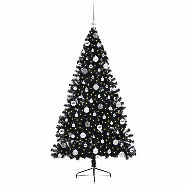 vidaXL &Aacute;rbol de Navidad Artificial Preiluminado Negro 180 cm PVC