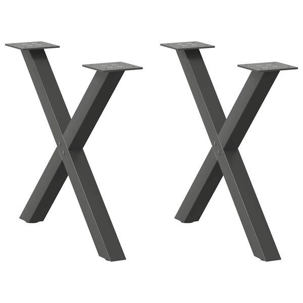 vidaXL Patas para mesa de centro en forma de X (2 unidades), antracita, 50 x (42-43) cm, acero