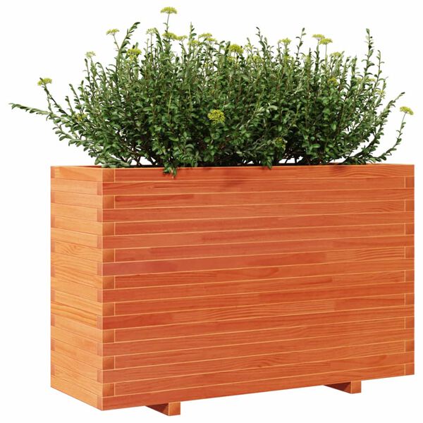vidaXL Jardinera madera maciza de pino marr&oacute;n cera 110x40x72 cm
