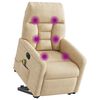 vidaXL Sill&oacute;n masaje el&eacute;ctrico reclinable elevable tela crema