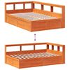 vidaXL Cama con estanter&iacute;a sin colch&oacute;n madera maciza marr&oacute;n 135x190cm