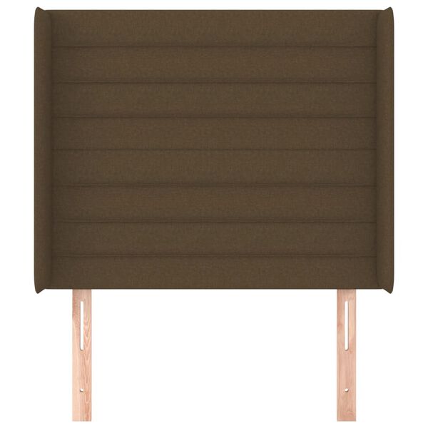 vidaXL Cabecero con orejas de tela marr&oacute;n oscuro 93x16x118/128 cm