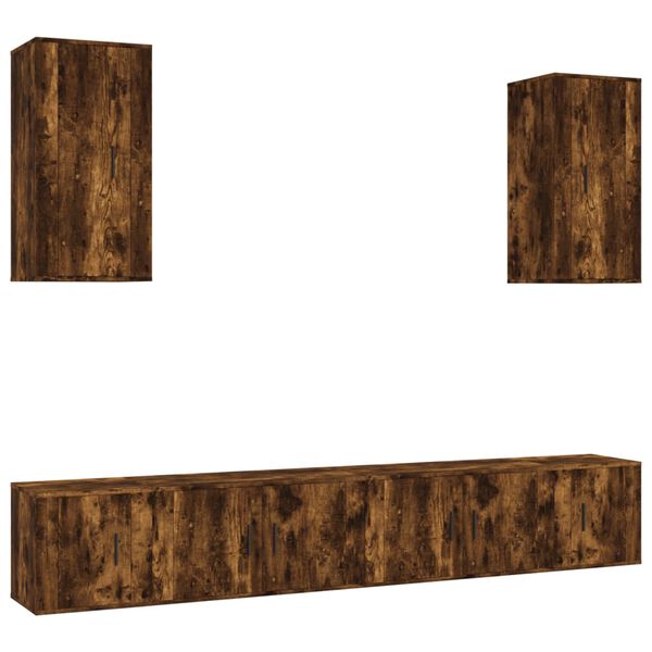 vidaXL Set de muebles de TV 6 pzas madera contrachapada roble ahumado