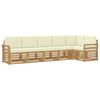 vidaXL Conjunto de sof&aacute;s de exterior 6 uds. Blanco y Crema Poli&eacute;ster