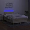 vidaXL Cama box spring con colch&oacute;n y luces LED tela crema 120x190 cm
