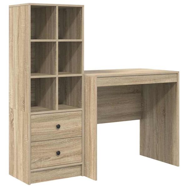 vidaXL Escritorio con caj&oacute;n 2 pcs Roble Sonoma