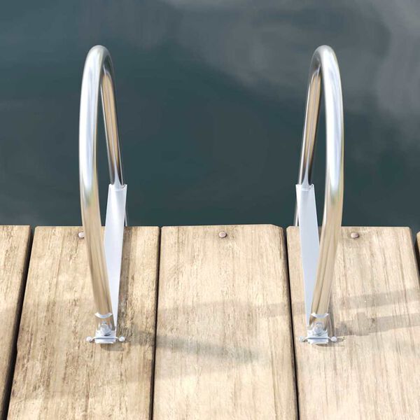 vidaXL Escalera de muelle de 4 pelda&ntilde;os Plateado 45 &times;11,5 &times;162 cm