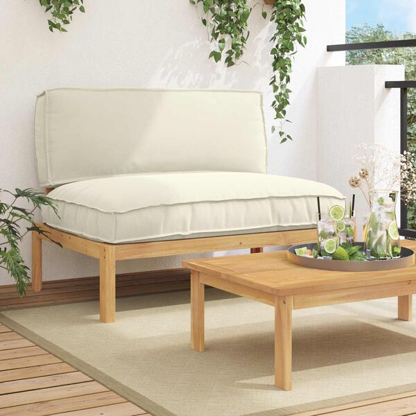 vidaXL Juego de Sof&aacute; Crema 120 x 92 x 69 cm Madera de Acacia S&oacute;lida