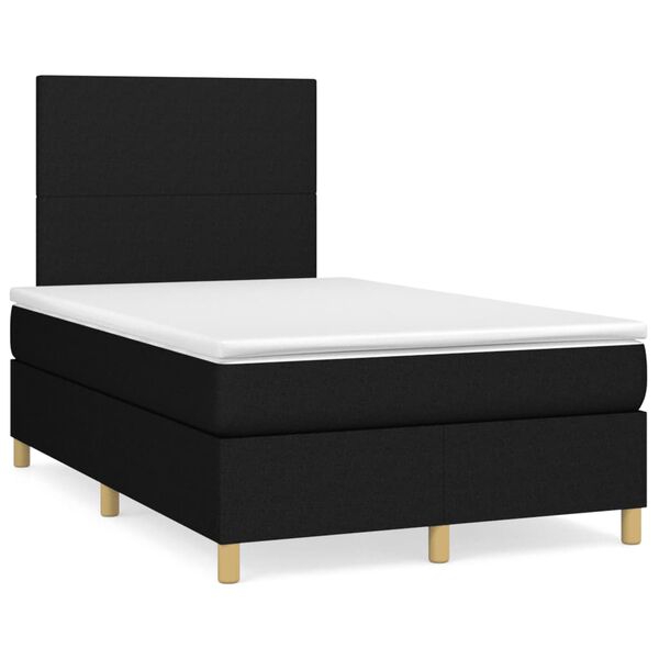 vidaXL Cama box spring con colch&oacute;n y luces LED tela negro 120x190 cm