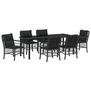 vidaXL Conjunto de Comedor de Jard&iacute;n 7 pcs Negro rat&aacute;n sint&eacute;tico