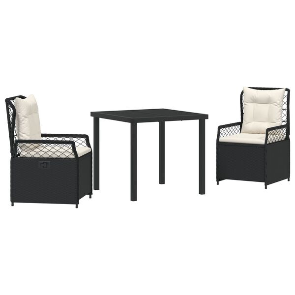 vidaXL Conjunto de Comedor de Jard&iacute;n 9 pcs Negro rat&aacute;n sint&eacute;tico
