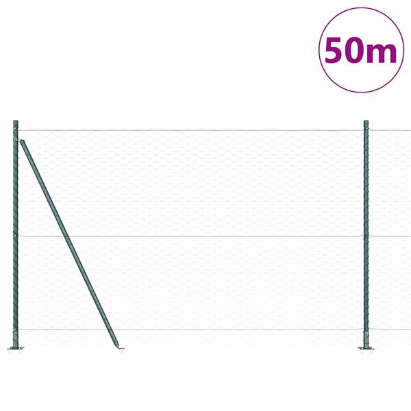 vidaXL Poste de Valla Verde 50 x 1,4 m (malla de 50 mm) Acero y PVC