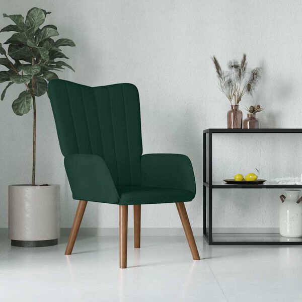 vidaXL Silla de relajaci&oacute;n de terciopelo verde oscuro